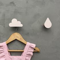 2 Ganchos parede infantil menina nuvem gota céu pingo rosa