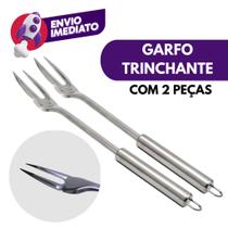 2 Garfos Trinchante Culinário Em Aço Inox Churrasco Assados Carne Utensílio Churrasqueiro 33Cm