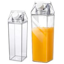 2 Garrafa P Geladeira Transparente 500ml E 1L Acrílico Leite