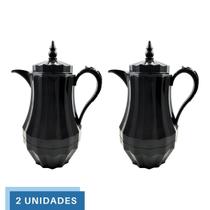 2 Garrafa Térmica Preta Vintage 1L Portátil Café Leite Chá