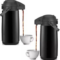 2 Garrafa Térmica Pump Café Água 1,9 Litro Cafeteira Pressão