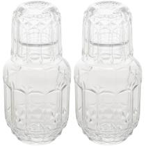2 Garrafas Moringas 500ml Vidro Cristal com Copo Tampa Lyor para Água Suco Sortidas