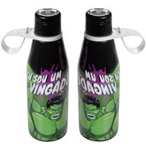 2 Garrafinhas de Água para Crianças Tampa Abre Fácil Estampa Heroi Huk Plasútil 530ml 2 Garrafinhas de Água para Crianças Tampa Abre Fácil Estampa Heroi Huk Plasútil 530ml