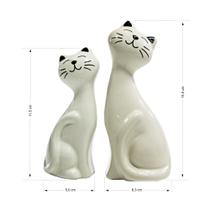 2 Gatos Sentados de Cerâmica para Decoração