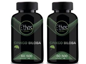 2 Gingko Biloba 60 Capsulas - 500mg Ethos Nutrition