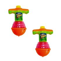 2 Giroscopio Pião com lançador brinquedo infantil com luz lembrancinha festa prenda presente