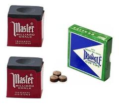 2 Giz Preto Master + 3 Sola Triangle Taco Sinuca Original 2 Giz Preto Master + 3 Sola Triangle Taco Sinuca Original