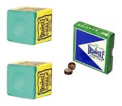 2 Giz Verde Triângle + 2 Sola Triângle Tacos Sinuca Bilhar