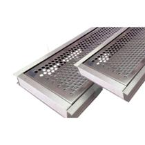 2 Grelha Ralo Linear Perfurada Em Inox 10x100cm Água Pluvial