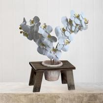 2 Hastes de Orquídea Branca Artificial Flores Decoração Permanente com Folhagem para Salas e Eventos - DE1324