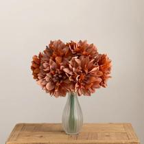 2 Hastes flor dálias 36cm linha luxo aparência real flor artificial p/ decoração arranjos e enfeites