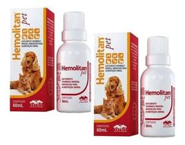 2 Hemolitan Pet Para Cães E Gatos Com 60 Ml Vetnil 2 Hemolitan Pet Para Cães E Gatos Com 60 Ml Vetnil