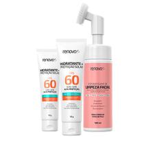 2 Hidratantes Faciais FPS 60 Espuma Limpeza Facial Renova Be