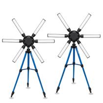 2 Iluminador Ring light Tubular 120W 6 Tubos Led + 2 Tripé Regulável Nível Adaptador de Rosca 5/8