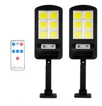 2 Iluminaria Solar Led Forte Sensor Movimento Com Controle