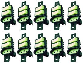 2 Interrup Simples + Tomada 10a S/ Placa Prata Radial c/ 10