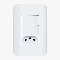 2 interruptor 10a sp+ tomada 10a - 250v - linha canoa romazi 2617