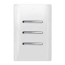2 Interruptor Simples +1 Interruptor Paralelo Horizontal Cromado com Placa 4x2 Branca - DC-120010 - NOVARA 2 Interruptor Simples +1 Interruptor Paralelo Horizontal Cromado com Placa 4x2 Branca - DC-120010 - NOVARA