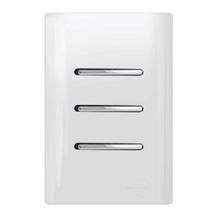 2 Interruptores Paralelo +1 Interruptor Simples Horizontal Cromado com Placa 4x2 Branco - DC-120011 - NOVARA