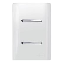 2 Interruptores Paralelo Horizontal Cromado com Placa 4x2 Branco - 12006 - NOVARA