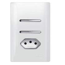 2 Interruptores Paralelo+Tomada Universal 2P+T 10A Cromado com Placa 4x2 - 120024 - NOVARA