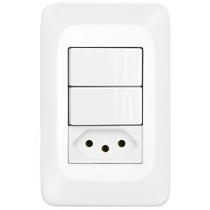 2 Interruptores Simples + 1 Tomada 2P+T 10 Ampères 4x2 PIAL POP - LGX113 - PIAL