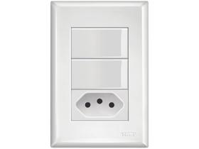 2 Interruptores Simples +1 Tomada 2P+T 10A 250 Volts - 2921 - FAME