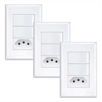 2 Interruptores Simples 1 Tomada 2p+t 10a/250v Abs Kit C/3
