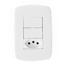 2 Interruptores Simples + 1 Tomada Unidade 2P+T 10A com Placa - DC-8100/17 - DICOMPEL 2 Interruptores Simples + 1 Tomada Unidade 2P+T 10A com Placa - DC-8100/17 - DICOMPEL