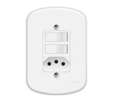 2 Interruptores Simples E 1 Tomada 2p+t 10a/250v - Blanc 2 Interruptores Simples E 1 Tomada 2p+t 10a/250v - Blanc