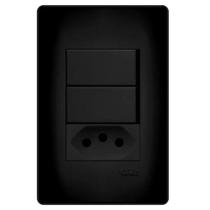 2 Interruptores Simples e Tomada 10A/250V Habitat Black - Fame