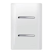 2 Interruptores Simples Horizontal Cromado com Placa 4x2 Branco - DC-12005 - NOVARA