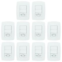 2 Interruptores Simples + Tomada 10a Linha Pérola Bca c/ 10