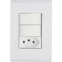 2 Interruptores Simples + Tomada 2P+T 10A 250V Branco Liz Tramontina - Tramontina Elétrica 2 Interruptores Simples + Tomada 2P+T 10A 250V Branco Liz Tramontina - Tramontina Elétrica