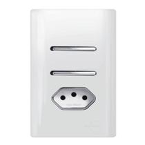 2 Interruptores Simples + Tomada Universal 2p+t 20a Cromado com Placa 4x2 Dc120026 Novara 2 Int