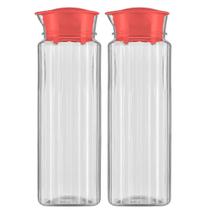 2 Jarra Garrafa De Água Suco Geladeira Tampa Higiênica 1,2lt