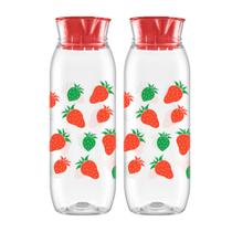 2 Jarra Garrafa De Água Suco Geladeira Tampa Higiênica 1,4l