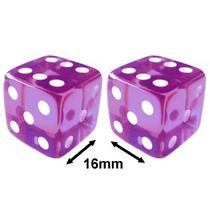 2 Jogo De Dado 16mm (1,6cm) Roxo Translúcido - EJ Games