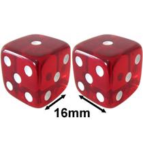 2 Jogo De Dado 16mm (1,6cm) Vermelho Translúcido - EJ Games