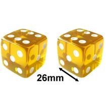 2 Jogo De Dado 26mm (2,6cm) Amarelo Translúcido - EJ Games