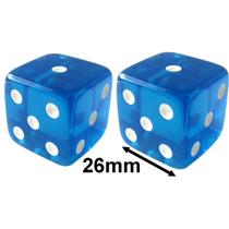 2 Jogo De Dado 26mm (2,6cm) Azul Translúcido - EJ Games