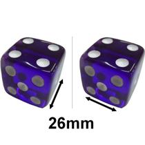 2 Jogo De Dado 26mm (2,6cm) Roxo Translúcido - EJ Games