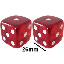 2 Jogo De Dado 26mm (2,6cm) Vermelho Translúcido - EJ Games