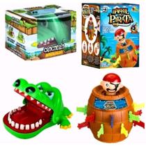 2 Jogos Barril Pula Pirata + Crocodilo Jacaré Morde Dedo
