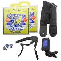 2 Jogos Cordas p/ Violão Afinador Capotraste Correia 7 cm 2 Jogos Cordas p/ Violão Afinador Capotraste Correia 7 cm