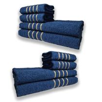 2 Jogos De 4 Toalhas 4 Banho 4 Rosto Montreal 100% Algodão Azul 2 Jogos De 4 Toalhas 4 Banho 4 Rosto Montreal 100% Algodão Azul