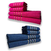 2 Jogos de 4 Toalhas 4 Banho 4 Rosto Montreal 100% Algodão RS+AZ 2 Jogos de 4 Toalhas 4 Banho 4 Rosto Montreal 100% Algodão RS+AZ