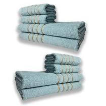 2 Jogos De 4 Toalhas 4 Banho 4 Rosto Montreal 100% Algodão Verde Claro