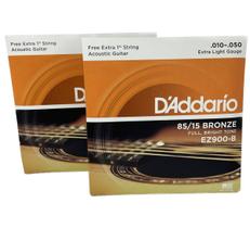 2 jogos Encordoamento em Aço D'addario 010 Original Cordas Para Violão EZ900-B - Daddario (original)