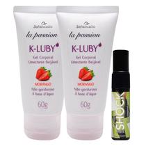 2 K-LUBY Gel Corporal Umectante Beijável Morango + 1 Óleo Spray Shock Plus Menta 2 K-LUBY Gel Corporal Umectante Beijável Morango + 1 Óleo Spray Shock Plus Menta